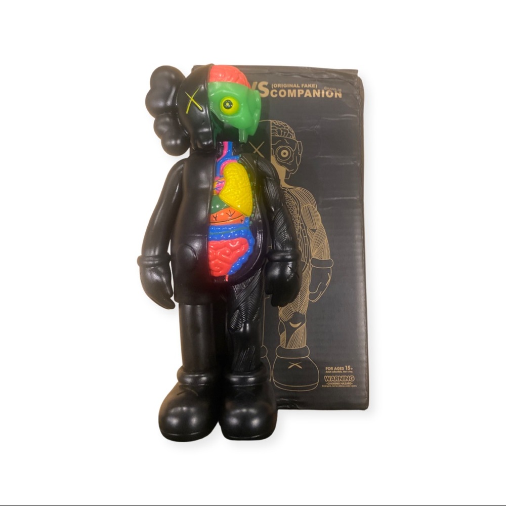 Medicom КAWS Companion OriginalFake Collectible Vinyl Action Figure Black Flayed